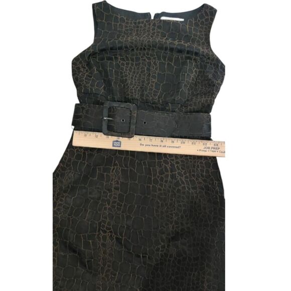 Cache Luxe Black Croc-Embossed Midi Dress Size 4 - Picture 7 of 11
